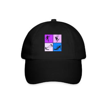 Kite Surfing, Kite Board, Lifestyle Vintage Design - Baseball Cap - black/black - Front