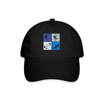 Kite Surfing, Kite Board, Lifestyle Vintage Design - Baseball Cap - black/black - Front