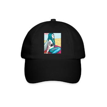 Mermaid Tattoo Retro Goth Girl Beach Mer - Casquette classique - noir/noir - Devant