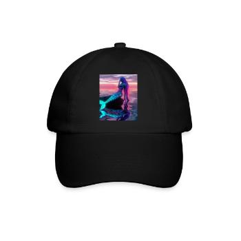 Mermaid Portrait 80s Retro - Baseball Cap - black/black - Front