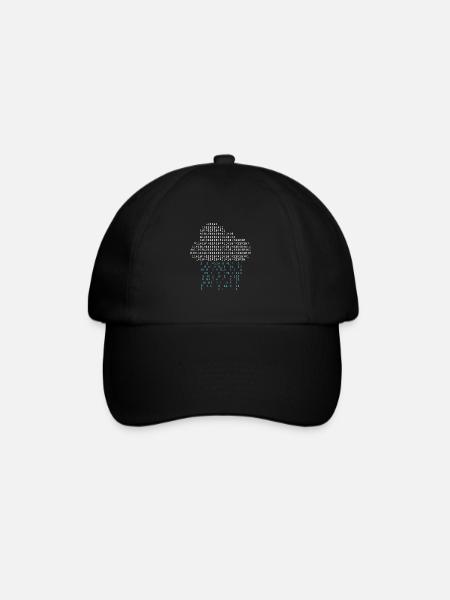 Programmierer - binary code cloud rain - Baseballkappe - Schwarz/Schwarz