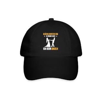 Angler Hochzeit Glücklichster Tag Ich Beim Angeln - Baseballkappe - Schwarz/Schwarz - Vorne