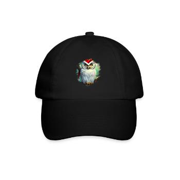 White Snowy Owl - Baseball Cap - black/black - Front