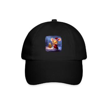 Christmas motif mouse - Baseball Cap - black/black - Front