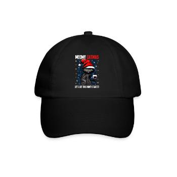 Christmas Black Cat with Wine Glass Wine - Baseball Cap - black/black - Front