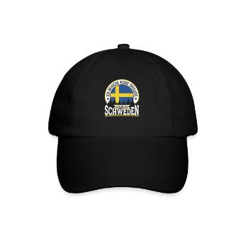 Ich muss nur nach Schweden Skandinavien Camping - Baseballkappe - Schwarz/Schwarz - Vorne