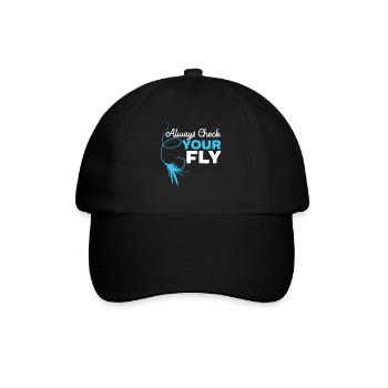 Überprüfen Sie immer Ihren Fliegenfischfischer Fischfänger - Baseballkappe - Schwarz/Schwarz - Vorne