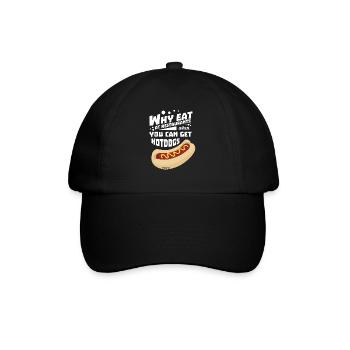 delicious hot dog with mustard in a bun - Baseball Cap - black/black - Front