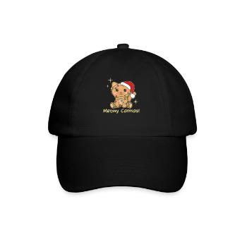 cat christmas animals cute cat meowy catmas - Baseball Cap - black/black - Front