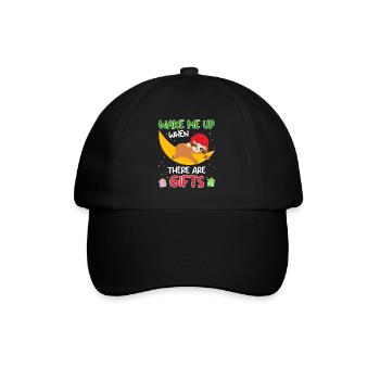 Weckt mich wenn es Geschenke gibt Faultier - Baseballkappe - Schwarz/Schwarz - Vorne
