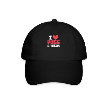 Mops Tacos - Baseballkappe - Schwarz/Schwarz - Vorne