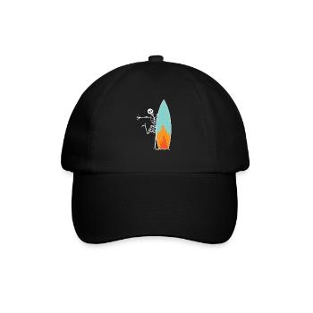 Surfing skeleton with burning surfboard - Baseball Cap - black/black - Front