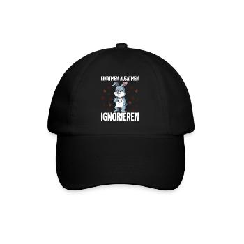 Einatmen Ausatmen Ignorieren Kaffee Hase - Baseballkappe - Schwarz/Schwarz - Vorne