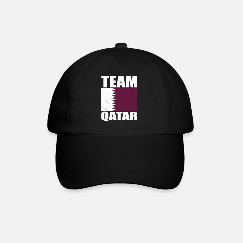 Team Katar Fußball - Baseballkappe - Schwarz/Schwarz