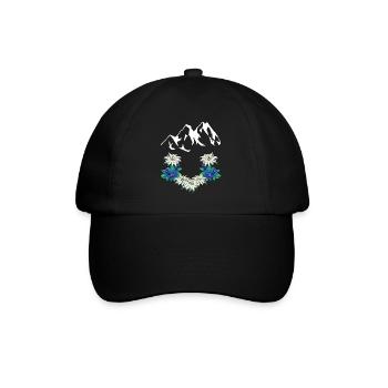Austria Switzerland Mountains Mountains Gentian Edelweiss - Baseball Cap - black/black - Front