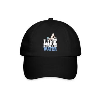 Schimmer Schwimmen Life Is Better In The Water - Baseballkappe - Schwarz/Schwarz - Vorne