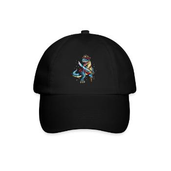 Pirate Dino T-Rex Pirate Outfit Eye Patch Sabre - Baseball Cap - black/black - Front