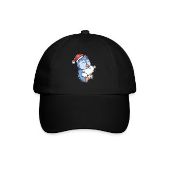Pinguin Weihnachten Schlafen Schlaf Ausschlafen - Baseballkappe - Schwarz/Schwarz - Vorne