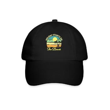 Der Urlaub Beginnt Am Strand - Sommerferien - Baseballkappe - Schwarz/Schwarz - Vorne