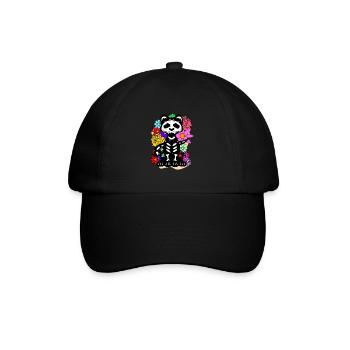 Day of the dead Katze mit Blumen mexikanisches - Baseballkappe - Schwarz/Schwarz - Vorne