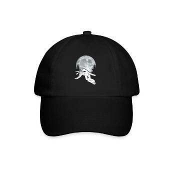 Snowboard Moon Lustige Snowboarder Freestyle Snow - Baseballkappe - Schwarz/Schwarz - Vorne