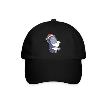 Gorilla Weihnachten Schlafen Schlaf Ausschlafen - Baseballkappe - Schwarz/Schwarz - Vorne