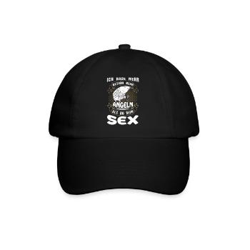 Lustiger Versauter Anglerspruch Beim Angeln Mehr - Baseballkappe - Schwarz/Schwarz - Vorne