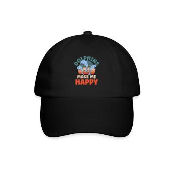 Delfine Machen Mich Glücklich Delphin Delfin - Baseballkappe - Schwarz/Schwarz - Vorne