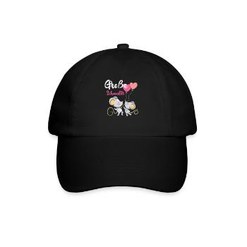 Große Schwester 2023 Maus Luftballon Babyparty - Baseballkappe - Schwarz/Schwarz - Vorne