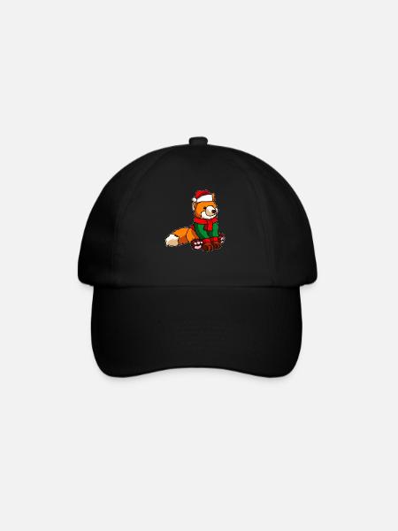 Fuchs mit Christmas Sweater - Baseballkappe - Schwarz/Schwarz