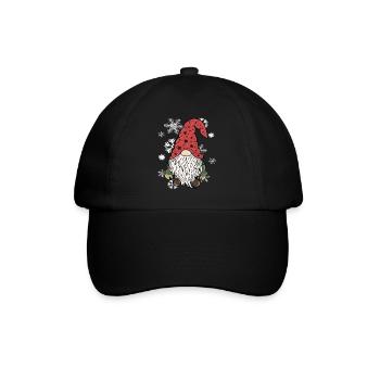 Gnom Weihnachts Wichtel Schneeflocken - Baseballkappe - Schwarz/Schwarz - Vorne