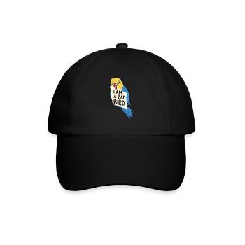 Wellensittich Sittich Vogel Haustier Geschenk - Baseballkappe - Schwarz/Schwarz - Vorne