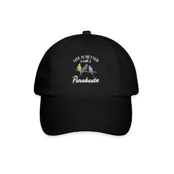 Budgerigar Parakeet Bird Pet Gift - Baseball Cap - black/black - Front