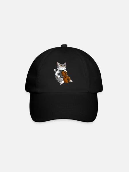 Cat joue du violoncelle violon instrument de musique - Casquette classique - noir/noir