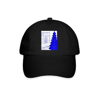 Weihnachten Weihnachtsbaum Schematic Blaupause - Baseballkappe - Schwarz/Schwarz - Vorne
