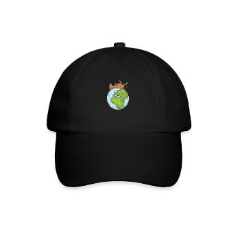 Earth Day Cute Dog loves world - Baseballkappe - Schwarz/Schwarz - Vorne