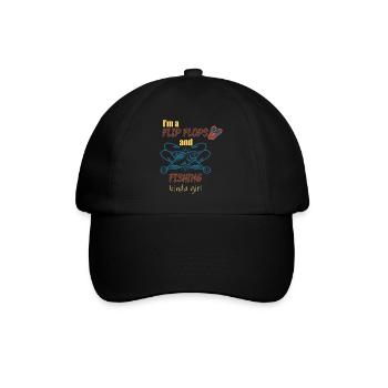 Ich bin ein Flip Flop und Fischer Mädchen - Baseballkappe - Schwarz/Schwarz - Vorne