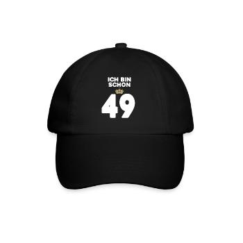 49 Geburtstag - 49 Jahre mit Krone - Baseballkappe - Schwarz/Schwarz - Vorne