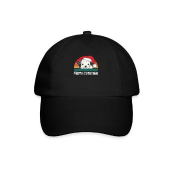 merry Christmas Retro Dalmatiner Weihnacht - Baseballkappe - Schwarz/Schwarz - Vorne