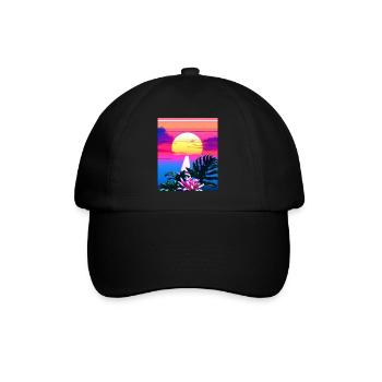 Synthwave Sun Hawaii Vaporwave Esthétique - Casquette classique - noir/noir - Devant