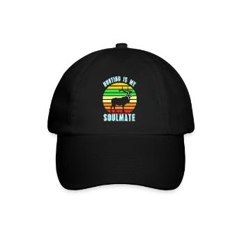 Hunting Is My Soulmate Retro Hunter Designs - Baseballkappe - Schwarz/Schwarz - Vorne