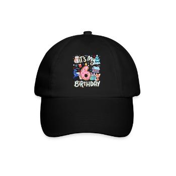 It's my 6 birthday snowman holiday donut - Baseball Cap - black/black - Front