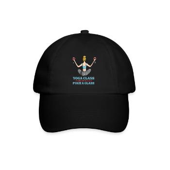 Amusing Yoga Class I Thought You Said Pour A Glass - Baseballkappe - Schwarz/Schwarz - Vorne