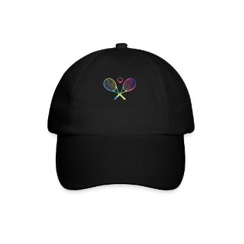 tennis raquettes croisées boule drôle sport jeux - Casquette classique - noir/noir - Devant
