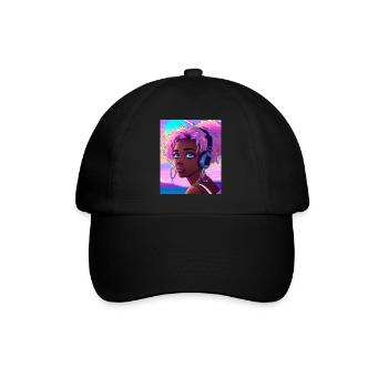 Pastel Aesthetic Cute Anime Girl - Baseball Cap - black/black - Front