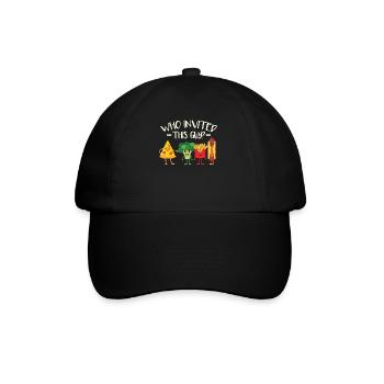 Lustige Fast Food Pizza - Baseballkappe - Schwarz/Schwarz - Vorne