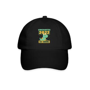 Kindergarten 2022 Ich Komme Kindergartenkind Dino - Baseballkappe - Schwarz/Schwarz - Vorne