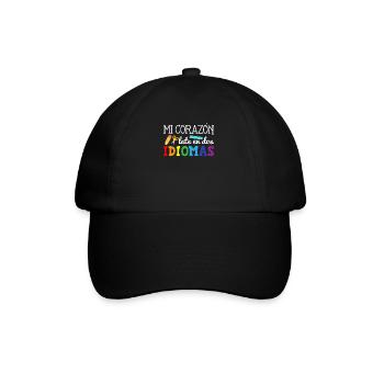 Mi corazon late en dos idiomas, bilingual Spanish - Baseballkappe - Schwarz/Schwarz - Vorne