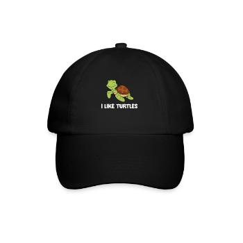 I Like Turtles Reptile Funny Sea Turtle - Baseball Cap - black/black - Front