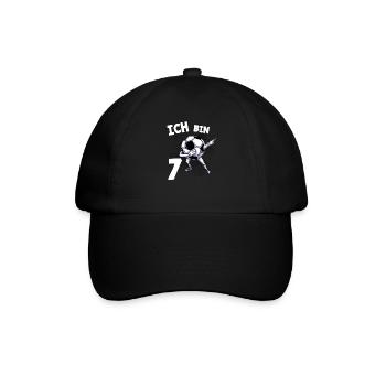 Ich bin 7 Jahre Fußball 7. Geburtstag - Baseballkappe - Schwarz/Schwarz - Vorne